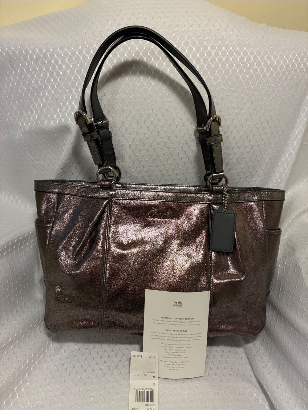 Coach East West Pewter Metallic Gallery Bag NWT!!